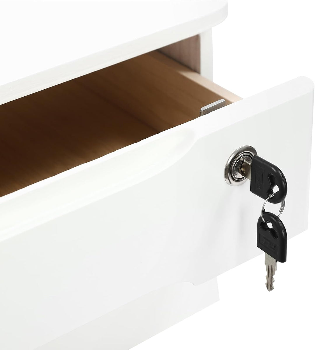 Schubladenbox Holz, 2 Ebenen Schreibtisch Organizer mit Abschliessbaren Schubladen, Mini Kommode Abs