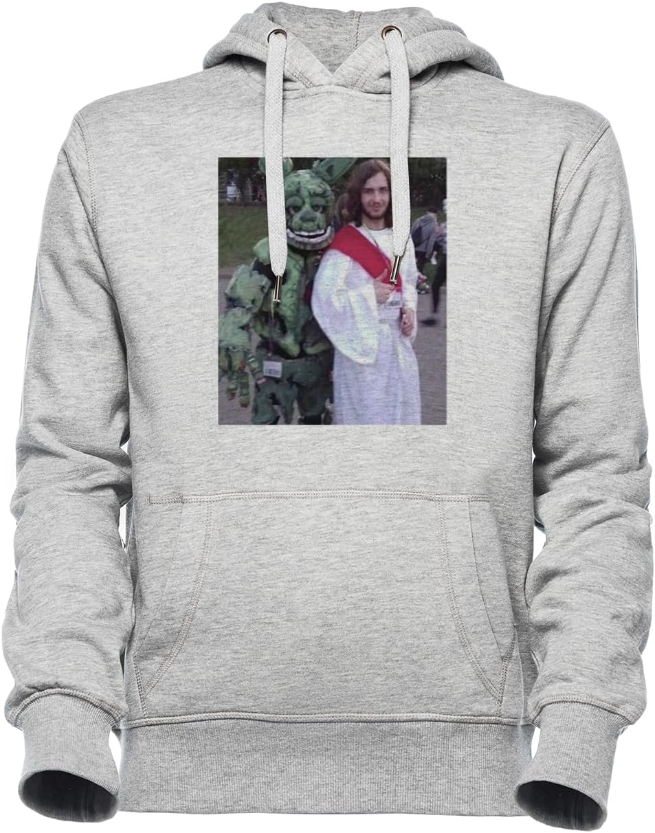 Luxogo Springtrap Und Jesus Unisex Grau Jumper Kapuzenpullover Herren Damen Unisex Grey Hoodie Men's