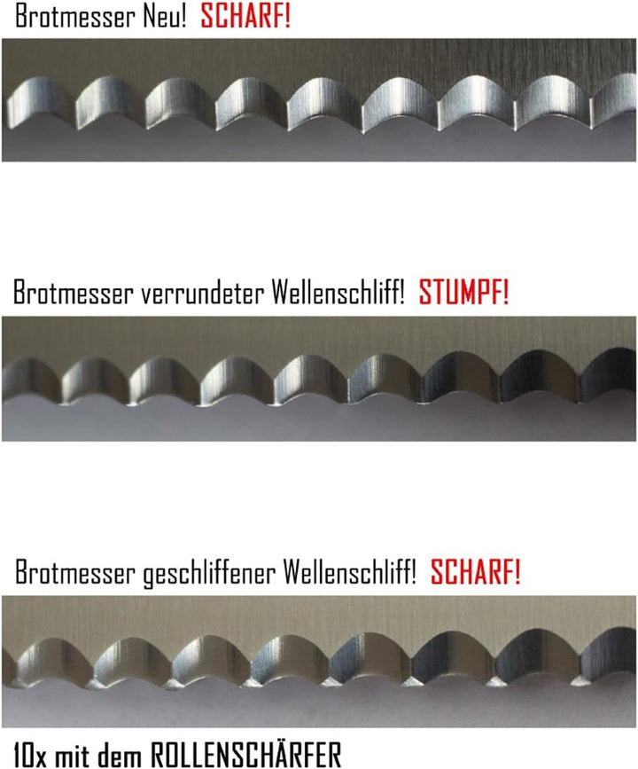 Duke-Handel Messerschärfer, Rollenschärfer, Rollenschleifer inkl. Mikrofasertuch, mit Ballig/Konvex