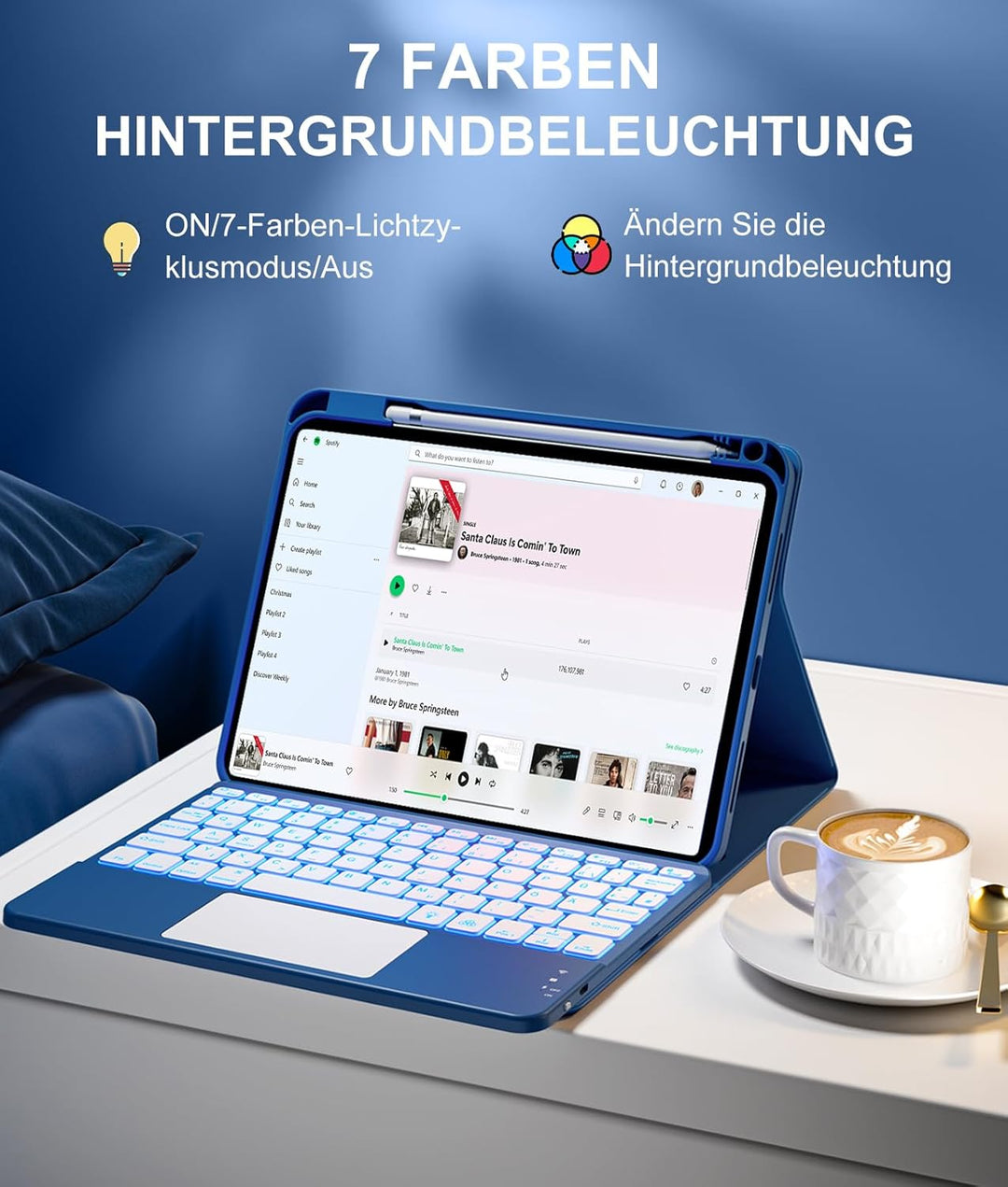 Vobafe Hülle mit Tastatur für iPad 10 Generation 10,9 Zoll 2022, Multi-Touch-Trackpad, 7-farbiges Hi