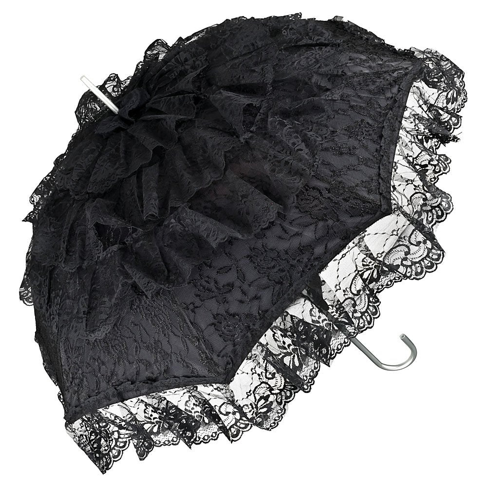 VON LILIENFELD Regenschirm Damen Sonnenschirm Brautschirm Hochzeitsschirm Melissa schwarz Rüschen