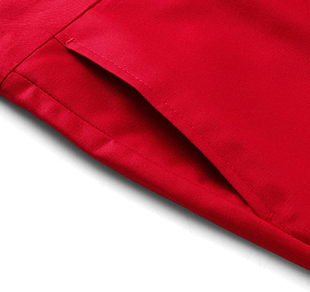 Anzug Herren 2 Teilig Slim Fit Herrenanzug Business Hochzeit Modern Anzüge Sakko Anzughose, L Rot