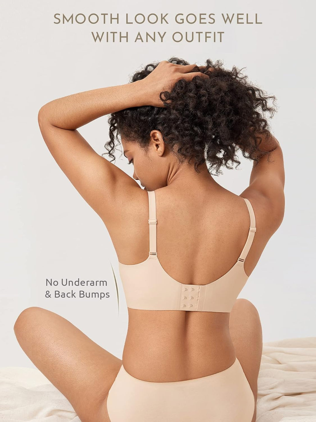 MELIWOO Damen Nahtloser BH ohne Bügel Invisible Gepolstert Entlastungs Bralette 85F Beige, 85F Beige