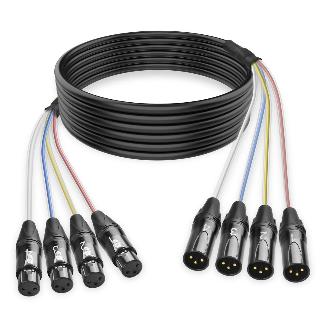 XMSJSIY 4-Kanal XLR Audio Schlange 3-Pin XLR Männlich zu Weiblich Splitter Mikrofon Aufnahme Farbcod