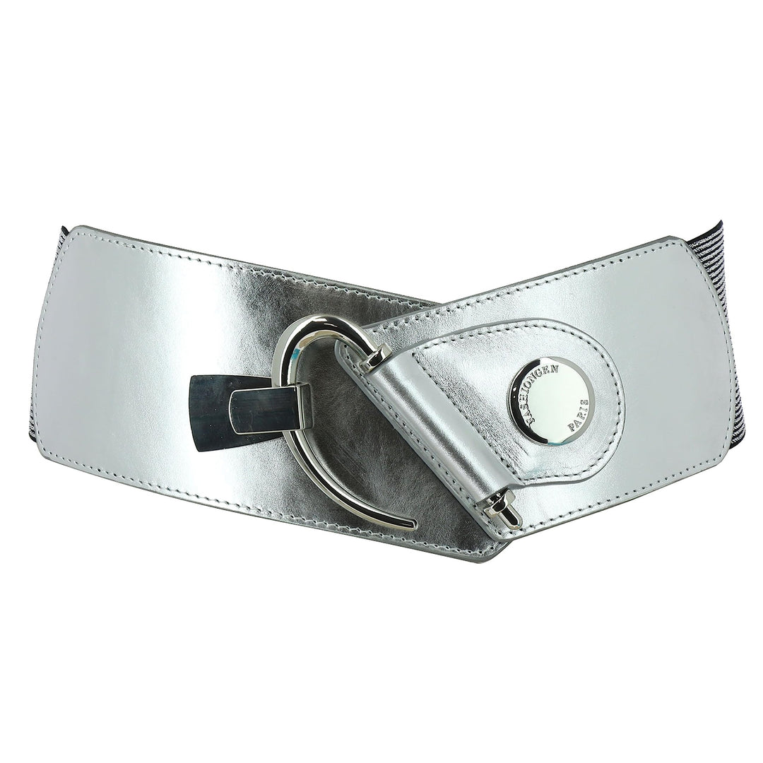 FASHIONGEN - Elastischer Damengürtel aus Rindsleder, DARLENE Silber M, Silber M