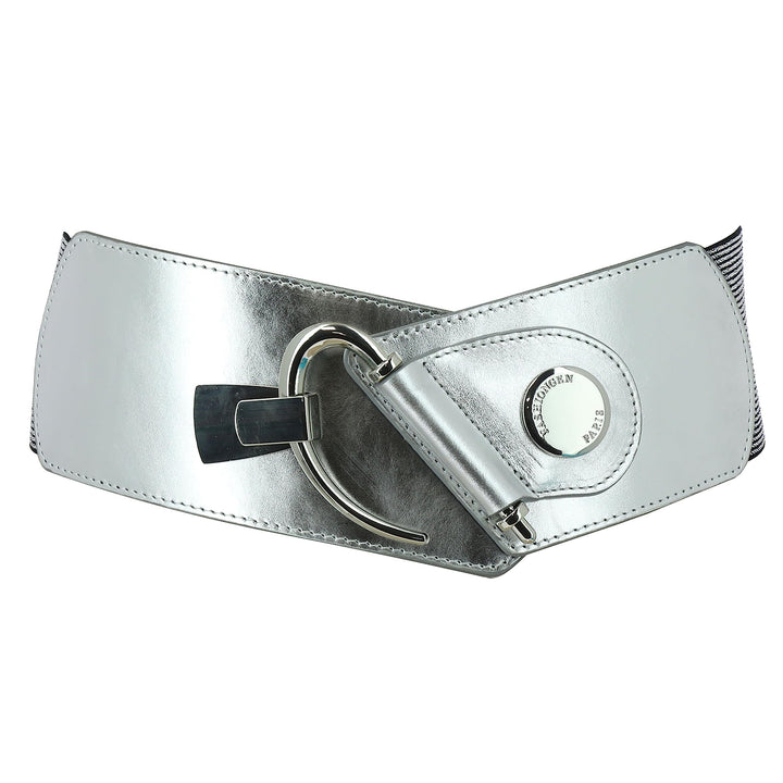 FASHIONGEN - Elastischer Damengürtel aus Rindsleder, DARLENE Silber XS, Silber XS