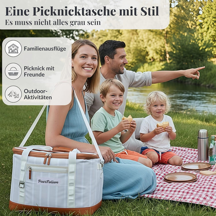 Kühltasche Gross 45 L Faltbar Wasserdicht Kühlbox Cooler Bag für Picknick Strand Camping Auto Einkau
