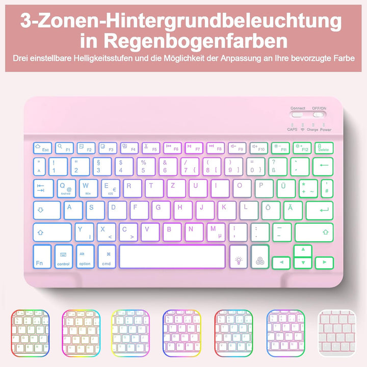 Bettdow für Samsung Galaxy Tab A11+/A9+ 11" Tastatur Hülle, Deutsch QWERTZ Layout Abnehmbarer Beleuc