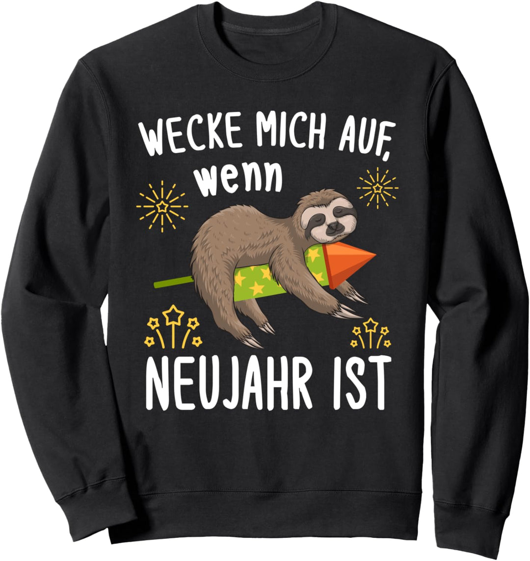 Lustiges Silvester Faultier Neujahr Feuerwerk Sweatshirt