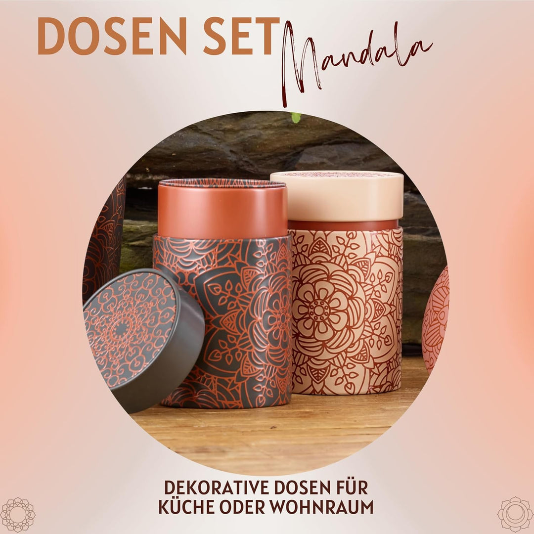 MediMuc Dose Mandala 150g 2er Set mit orientalischen Motiven aufwendig lackiert, Stülpverschluss - V