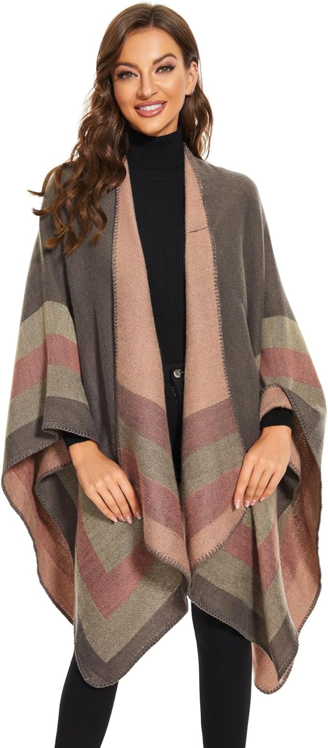 colornival Poncho Damen Winter Warm Elegant Poncho Decke Poncho Cape Strick Poncho Mantel Winter Pon