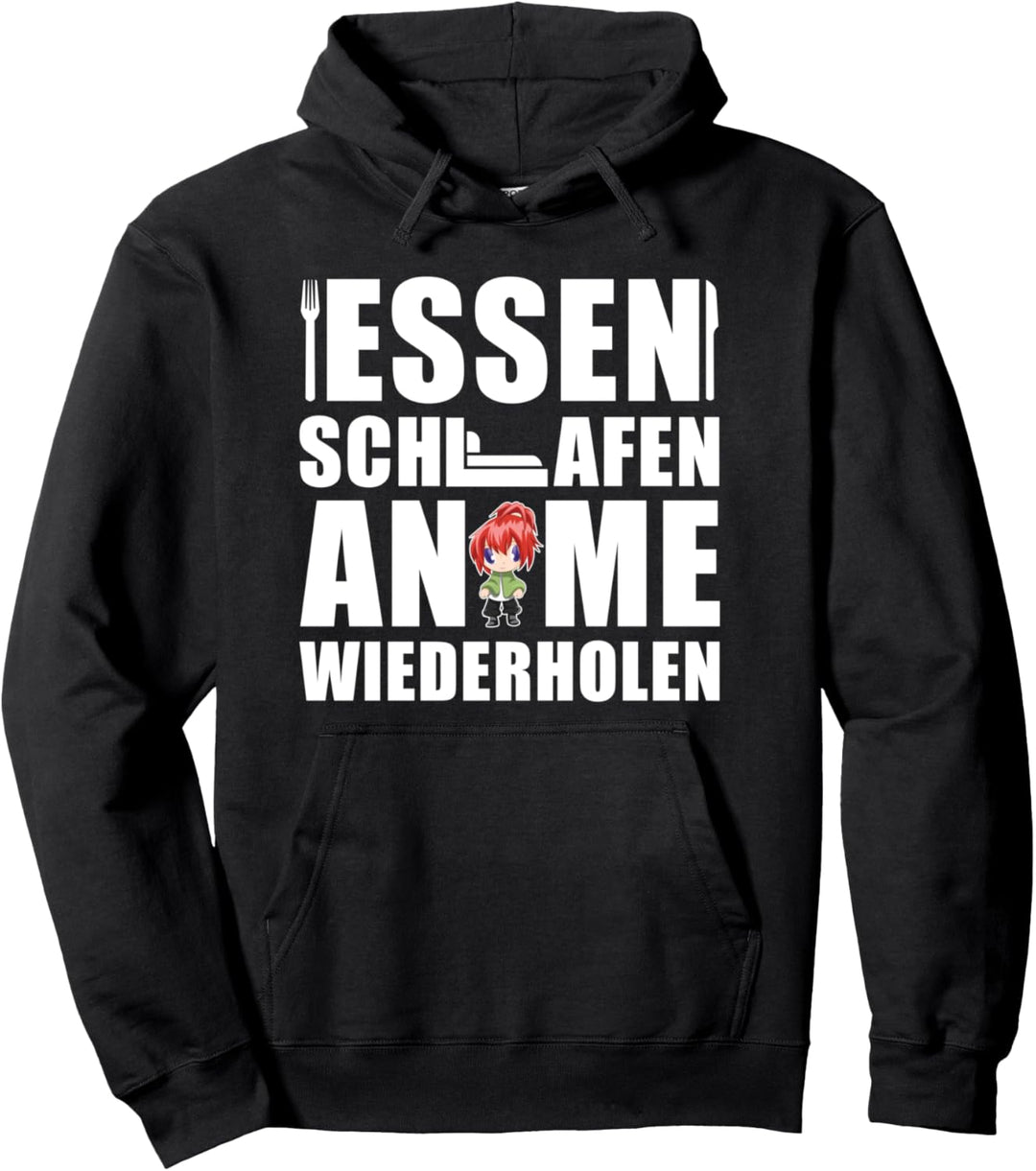 Essen Schlafen Anime Wiederholen Japanischer Otaku Anime Pullover Hoodie