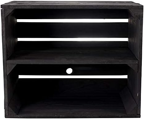 Neue Schwarze Obstkiste mit Zwischenboden 50cm x 40cm x 30cm Regal Holzregale Regalsystem Weinkiste