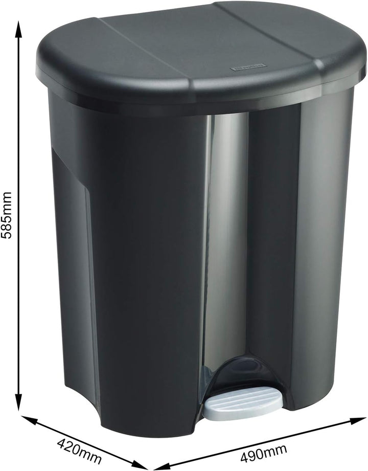 Rotho Trio Mülleimer 1x 10l + 2x 15l zur Mülltrennung mit Deckel, Kunststoff (PP) BPA-frei, schwarz,