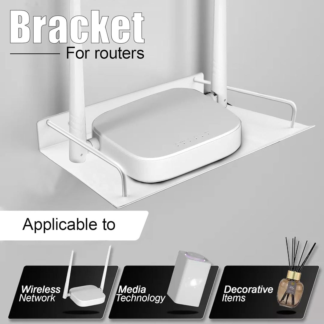 Router Regal Wandhalterung, Aluminiumlegierung, Silber | mit 2 Soporte Mando Pared 20 Kabelclips, Kl