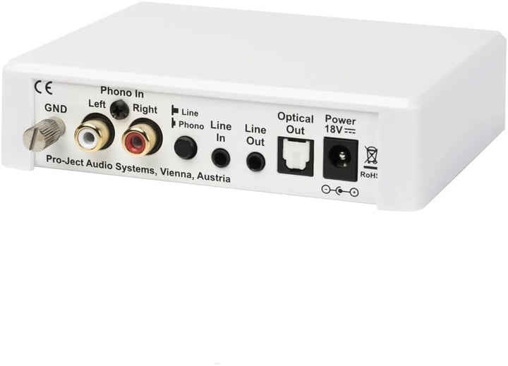 Pro-Ject Optical Box E Phono, Phono Vorverstärker mit A/D Konverter &amp; Line In/Out (Weiss), Weiss