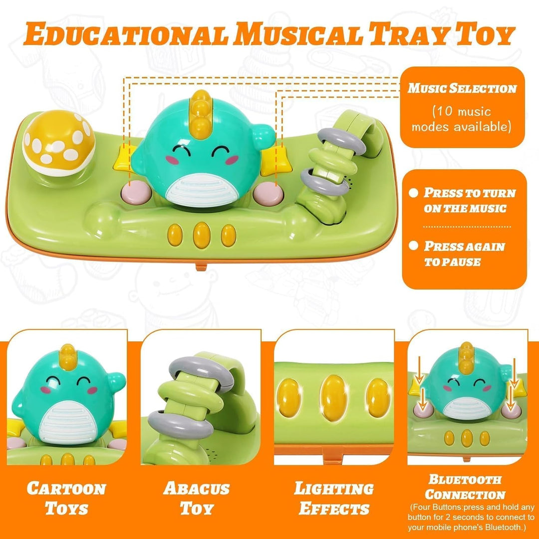 Lauflernwagen Baby Dinosaurier mit Musikalischem Spielset,Fussstütze,Höhenverstellbar,360° Geräuscha