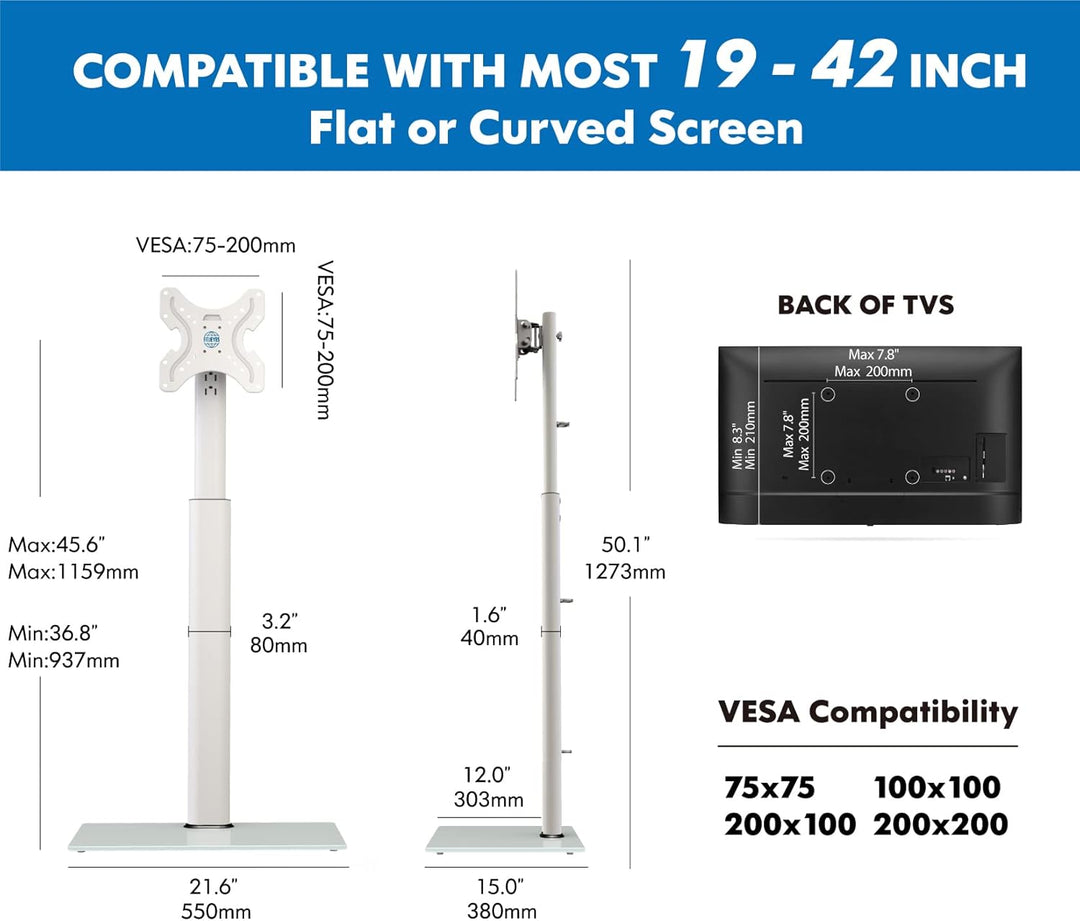 FITUEYES TV Ständer TV Bodenständer Standfuss Fernsehstand höhenverstellbar schwenkbar neigbar für 1