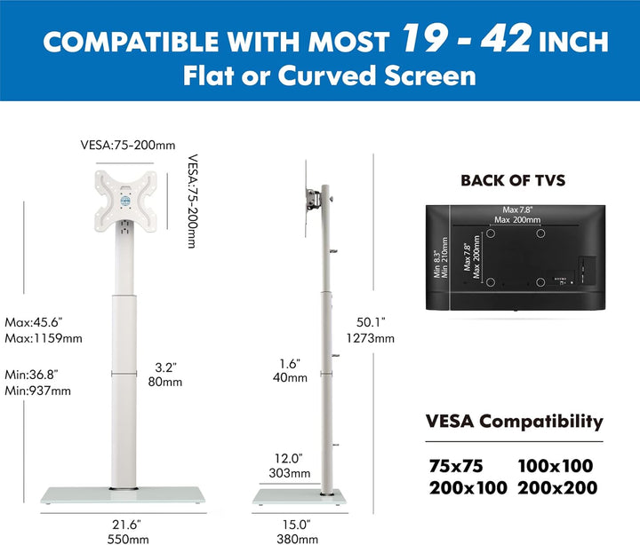 FITUEYES TV Ständer TV Bodenständer Standfuss Fernsehstand höhenverstellbar schwenkbar neigbar für 1