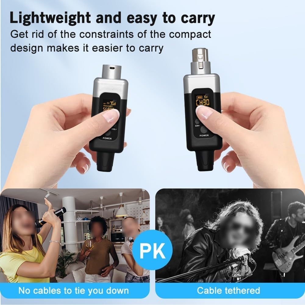 SPORTARC Mikrofon, kabelloser Sender und Empfänger, 48 V Mikrofon-Sender, Empfänger-Adapter für dyna