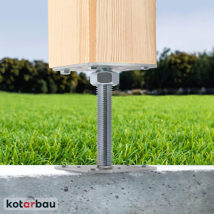 KOTARBAU® 4er Set Pfostenträger Höhenverstellbar - Montagestütze – 160 x 160 x 250 mm - Balkenschuh