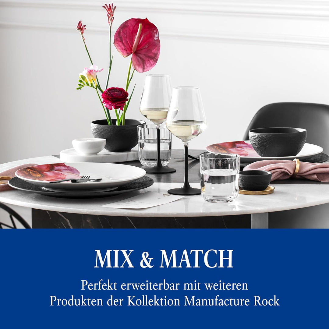 Villeroy & Boch – Manufacture Rock Weissweinglas Set 4 teilig 380 ml, Weissweingläser, Weinglas schw