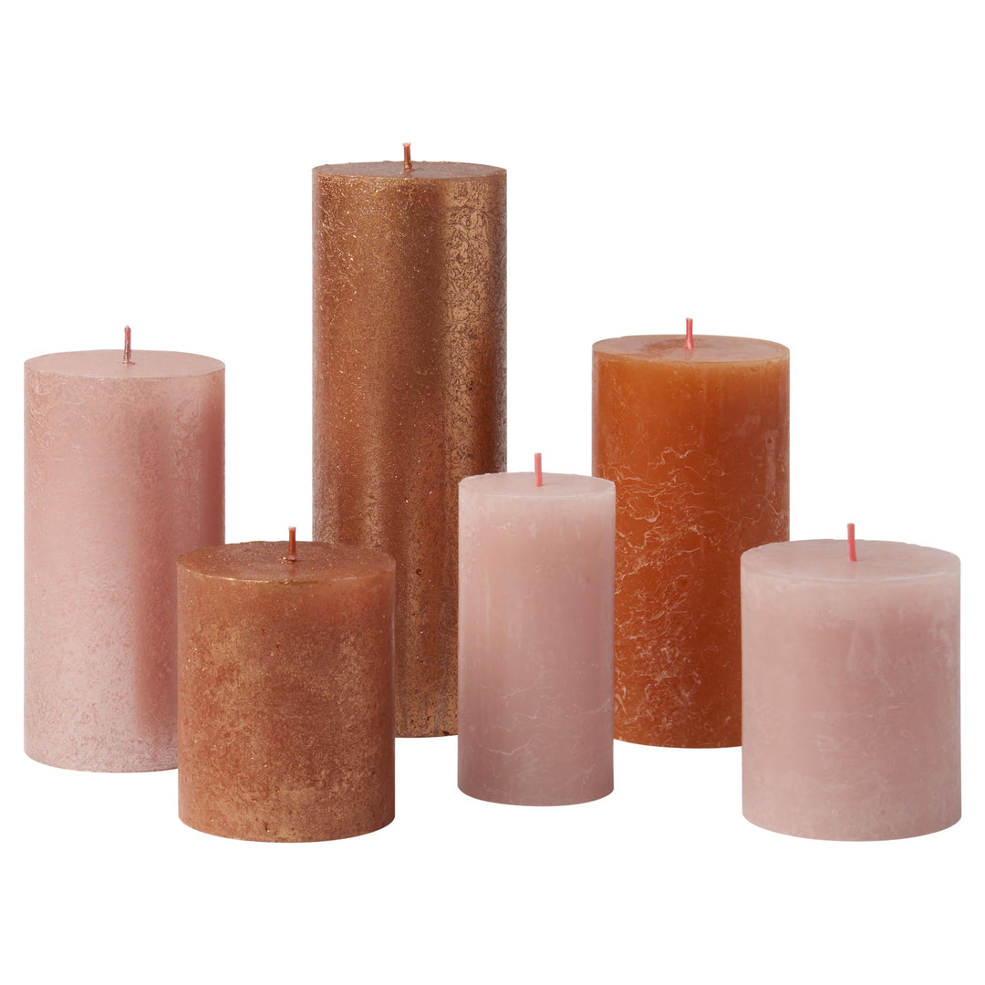 Bolsius Rustik Stumpenkerzen - Geschenk Set 6 Stück - Cosy Coppers - Dekorative Haushaltkerzen - Län