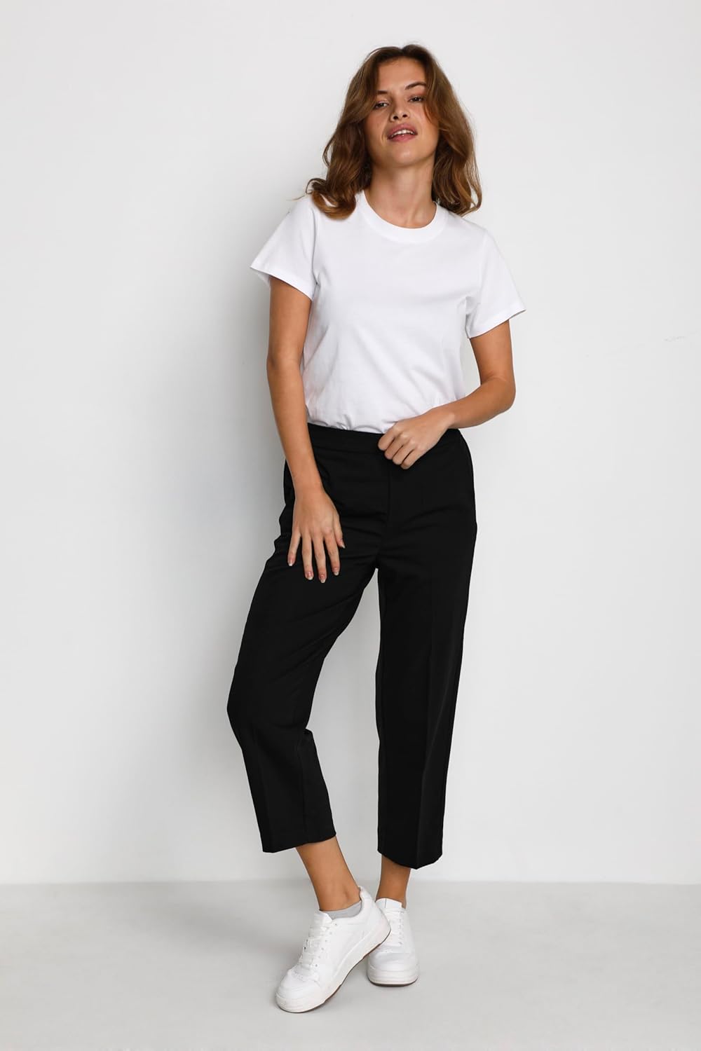 Kaffe Damen Hose Kaffe Women's Pants Tailored Cropped Wide Leg Seamline 32 Black Deep, 32 Black Deep