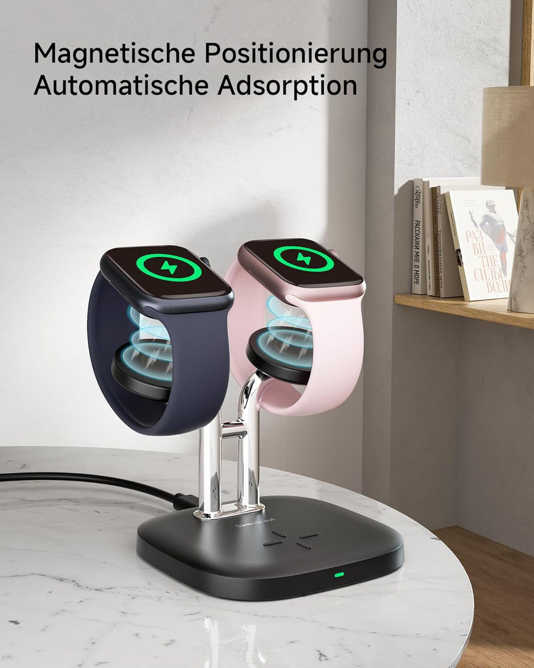 SwanScout Doppel Watch Ladestation für Apple Watch 11, SwanScout 704A, 3.3W Schnell Ladestation Komp