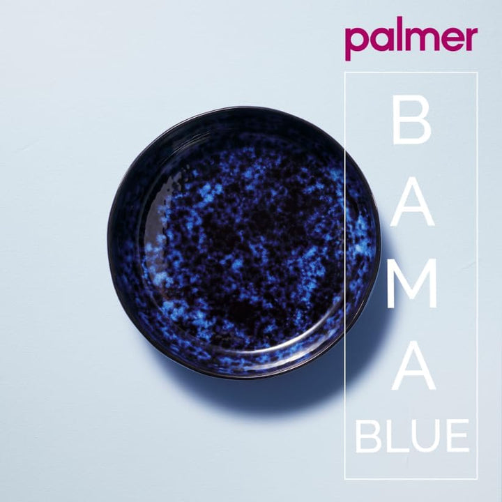 palmer Bama Blue grosse tiefe Teller - 2er-Set - Steinzeug - Ø 22 cm - blau schwarz hochglanz - für