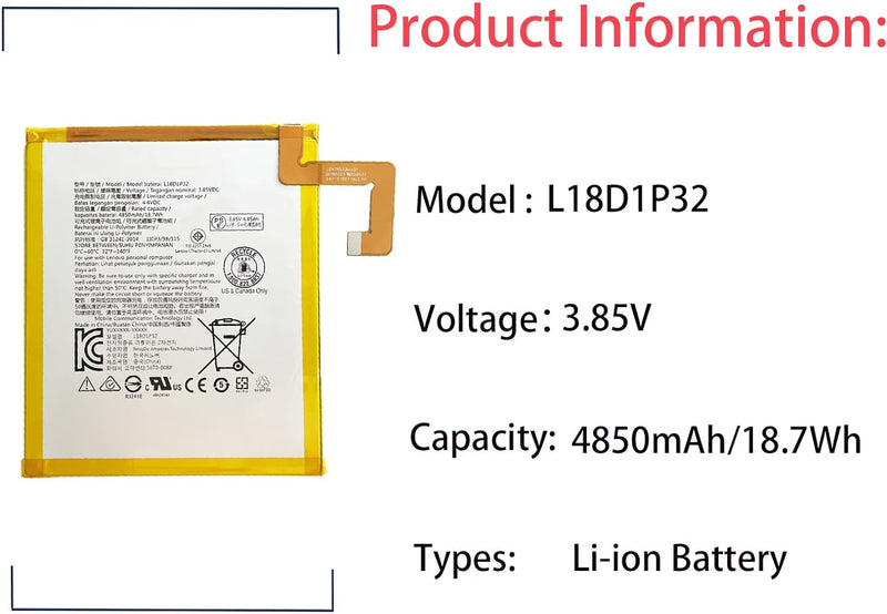 Aousavo L18D1P32 ersatz akku Kompatibel mit Lenovo Smart Tab M10 TB-X605F TB-X605FC mit Free Toolkit