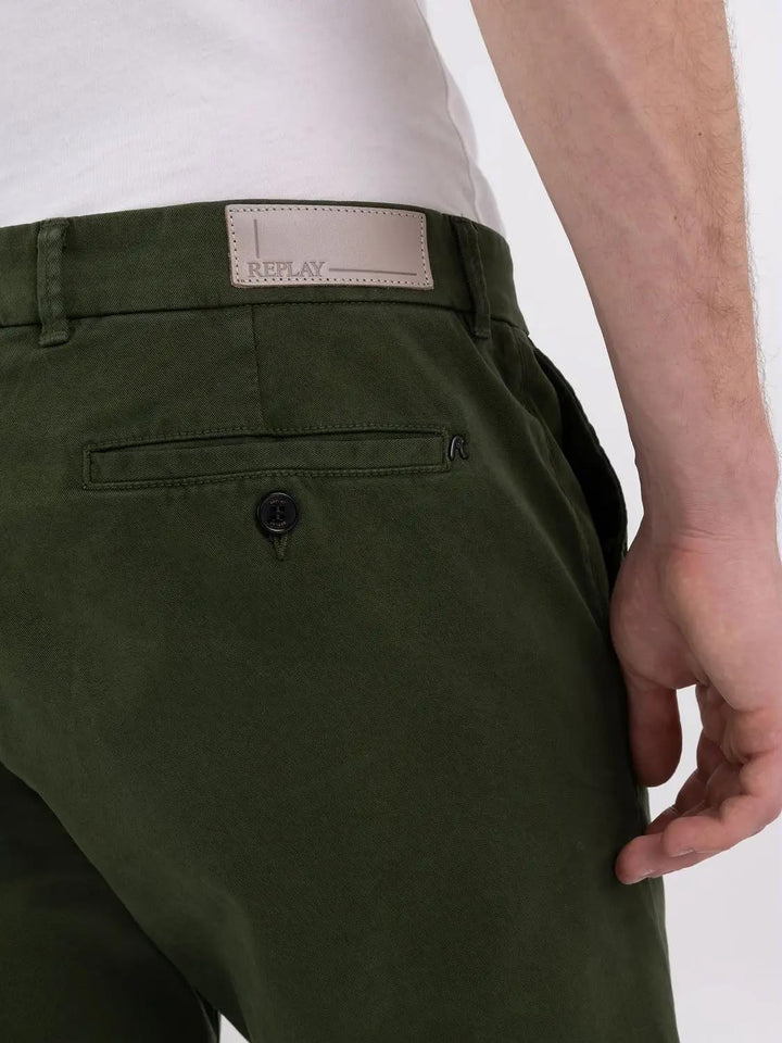 Replay Herren Chino Brad Straight-Fit aus Comfort Denim 27W / 30L Forest Green 312, 27W / 30L Forest