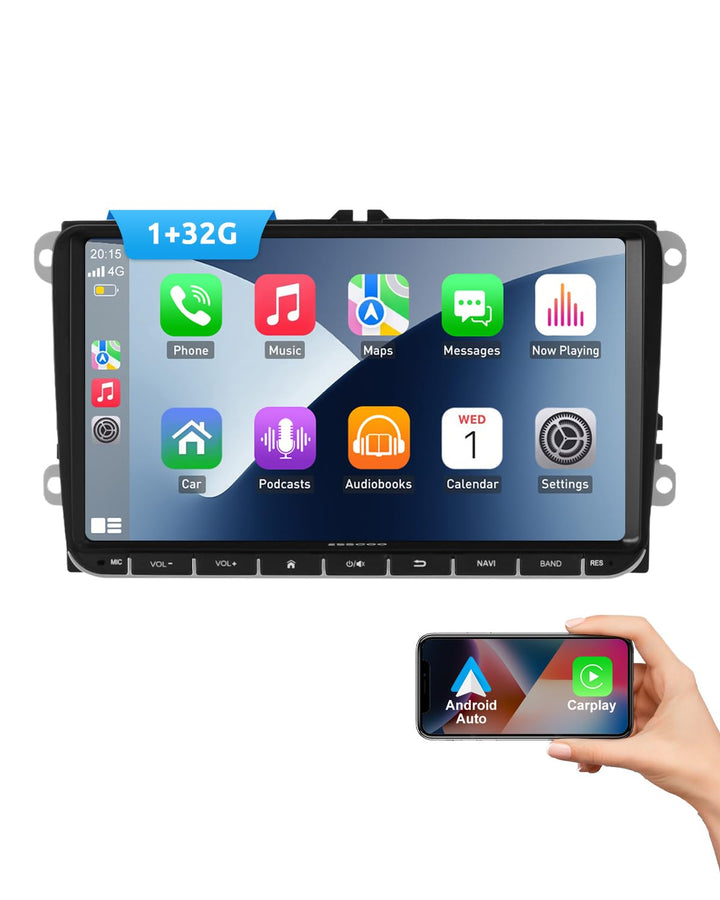 Essgoo Carplay Autoradio 9 Zoll Android 14 Car Stereo 32G Wireless Auto Radio Für VW Golf 5 6 Touran