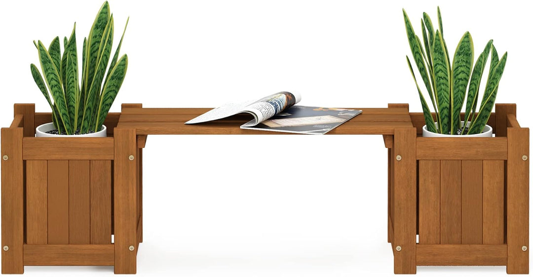 Furinno Tioman Hardwood Planter Box Mini-Pflanzgefäss aus Hartholz, Meranti-Holz, Natur, 1-Pack 1-Pa