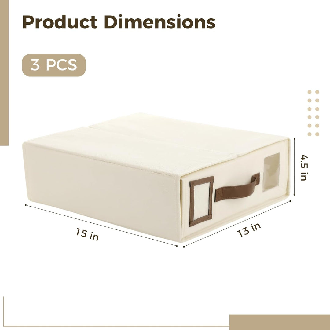 Linen Bed Sheet Organiser Box,3er-Set Faltbare Aufbewahrungsboxen für Bettwäsche, 38 x 33 x 11,5 cm,