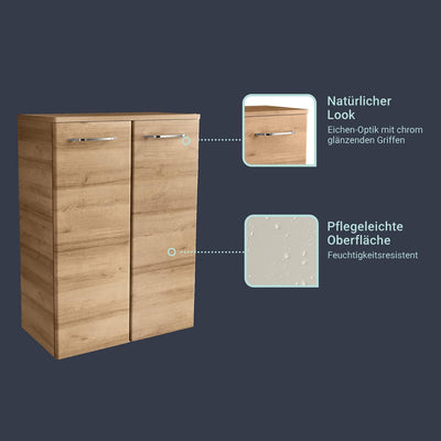 FACKELMANN Milano Doppelmidischrank mit Türen – Schrank fürs Badezimmer (60,2 cm x 82,6 cm x 32 cm)