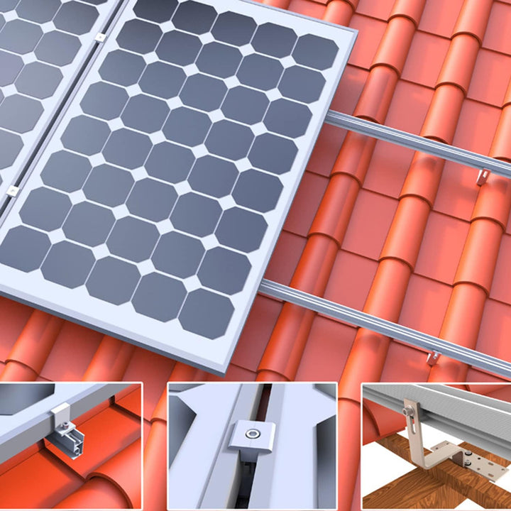 Photovoltaik Solar Halterung Ziegeldach Befestigungssystem 10 Module, Solarmodul Halterung Ziegeldac