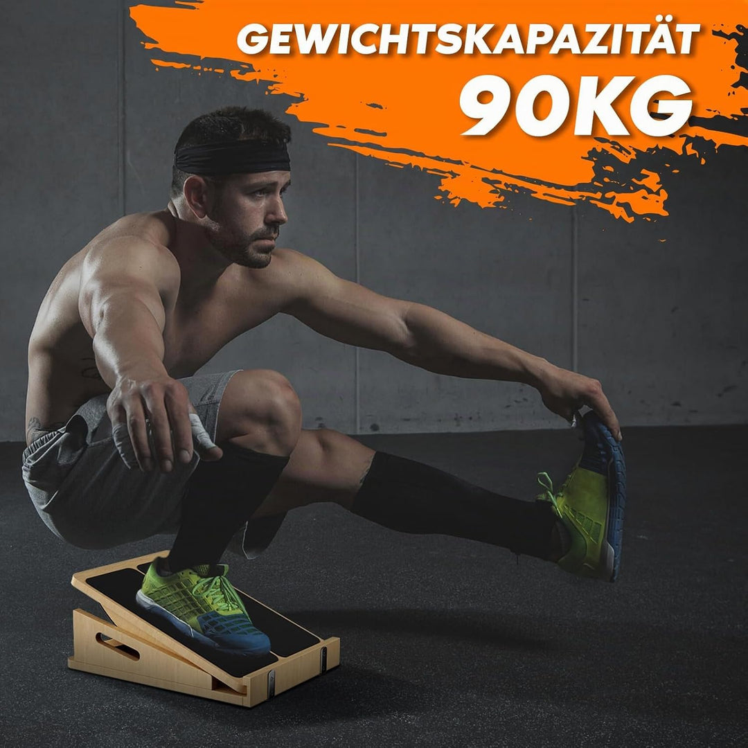2-in-1 Schrägbrett aus Holz für Wadendehnung und Gleichgewicht, Balance-Board verstellbare Knöchel-S