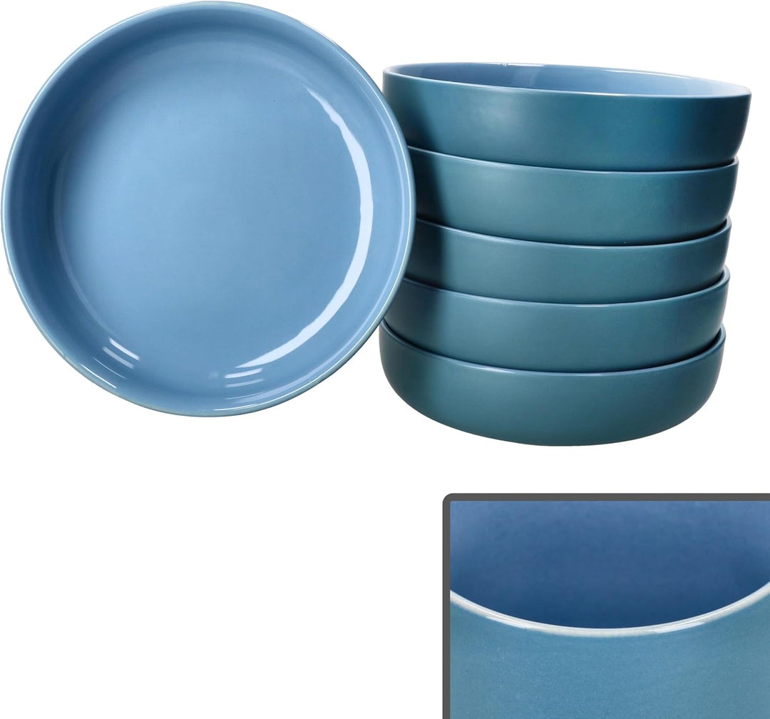 Ritzenhoff & Breker Jasper 6er Set Suppenteller Ozeanblau I 610 ml, Ø 19,3cm I Steingutteller für 6
