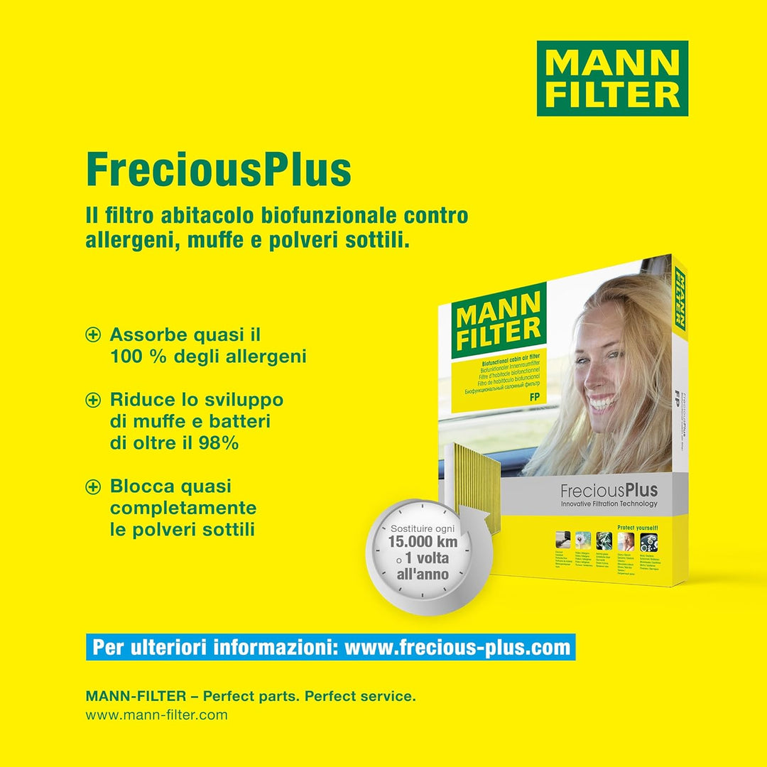 MANN-FILTER FP 2646-2 Innenraumfilter – FreciousPlus Biofunktionaler Pollenfilter (2er Set) – Für PK
