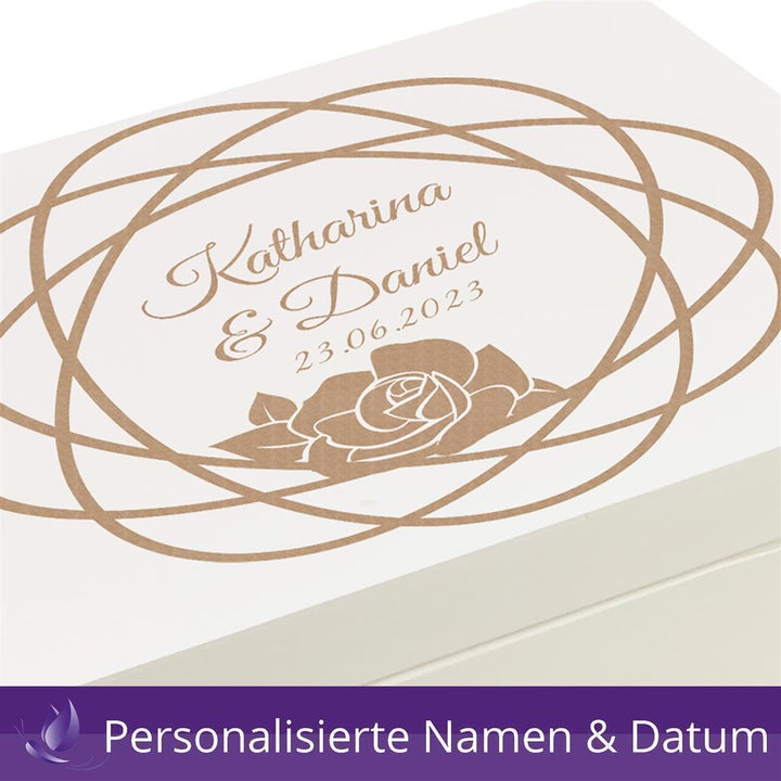 Holzbox zur Hochzeit Personalisiert Kranz Rose 40x30x14cm Truhe 40x30x14cm Kranz Rose, 40x30x14cm Kr