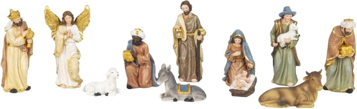 Krippenfiguren-Set 11teilig 4cm-13cm Weihnachtsdekoration Krippendeko Weihnachten Winter Deko