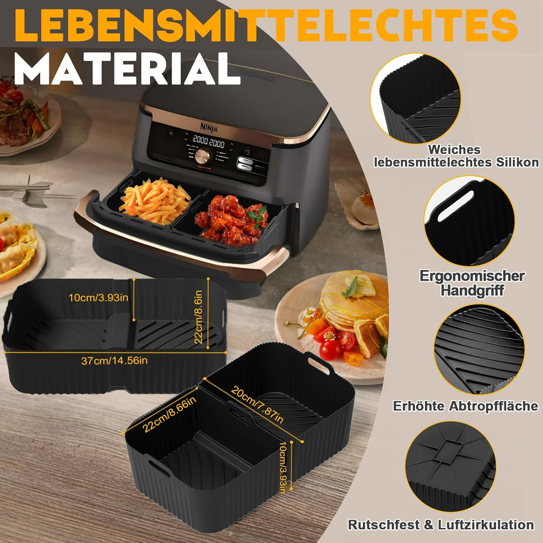 Heissluftfritteuse Zubehör für Ninja Foodi Flexdrawer 10,4l Airfryer AF500EU AF500EUCP, 1x10.4L & 2x