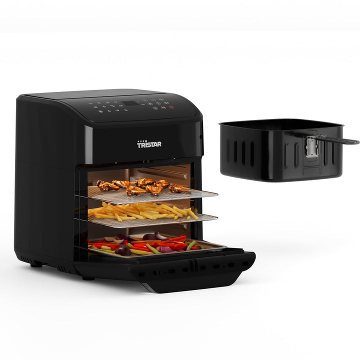 Tristar Mini Backofen & Heissluftfritteuse, 2-in-1-Airfryer, BPA-frei, 12 L, 12 Programme, Sichtfens