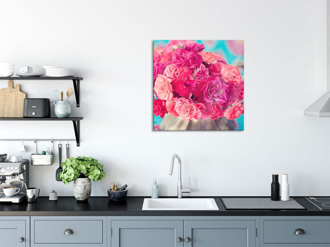 Pixxprint Glasbild | Wandbild auf Echtglas | Blumen | 80x80 cm | inkl. Aufhängung und Abstandshalter