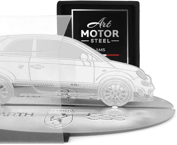 4R Quattroerre.it 11203 Modellauto Silhouette graviert Fiat 500 Abarth aus Edelstahl