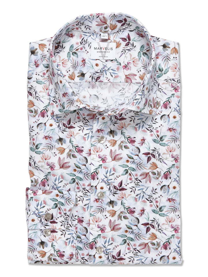 Marvelis Herren Businesshemd Langarm 721214,Digitaldruck auf Uni,Modern Fit,New Kent 44 Grün 45, 44