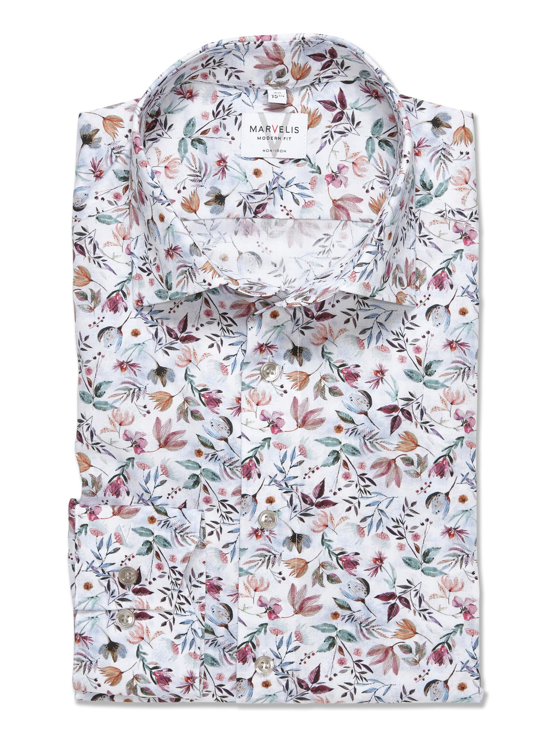 Marvelis Herren Businesshemd Langarm 721214,Digitaldruck auf Uni,Modern Fit,New Kent 42 Grün 45, 42