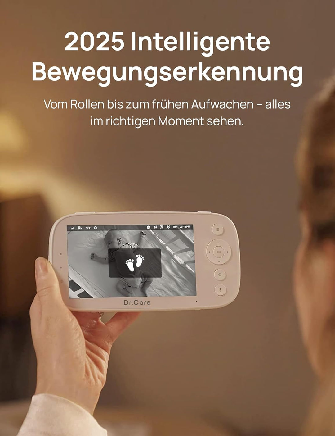 Dr.Care NovaView Pro Babyphone ohne WLAN mit Bewegungsmelder 5 Zoll 1080P Display 5000mAh Akku klare
