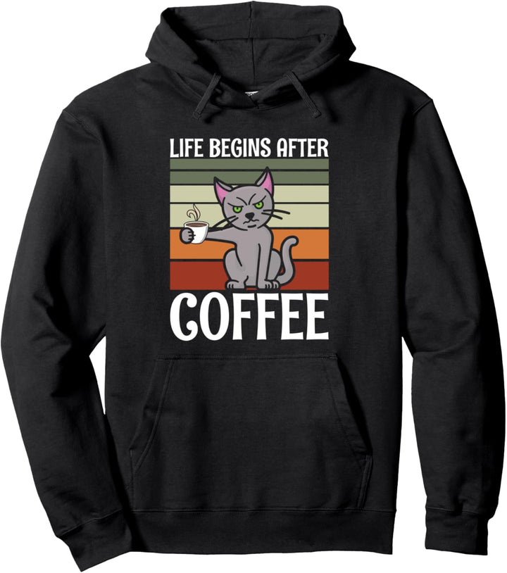 Life Begins After Coffee Morgenmuffel Kaffee Katze Pullover Hoodie
